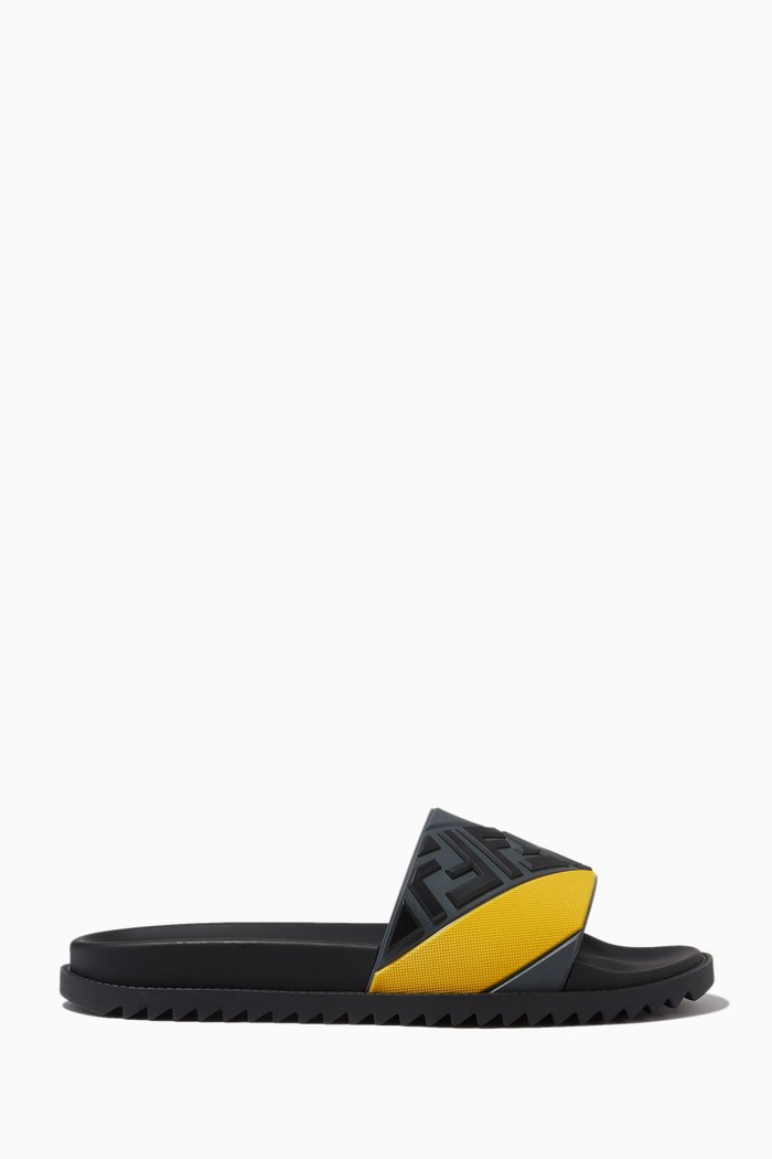 

FF Embossed Slides in Rubber, Black
