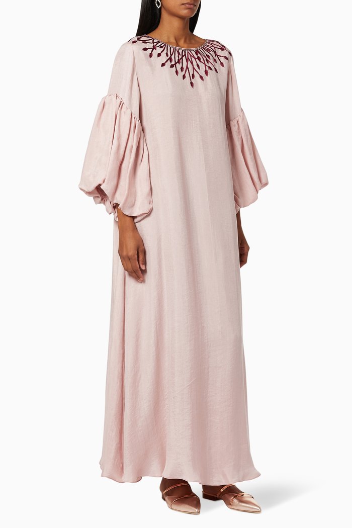 

Embroidered Puff Kaftan, Purple