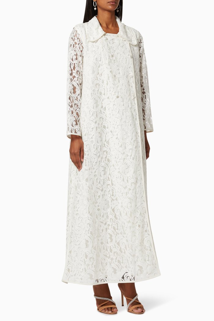 

Lace Belted Dress, White