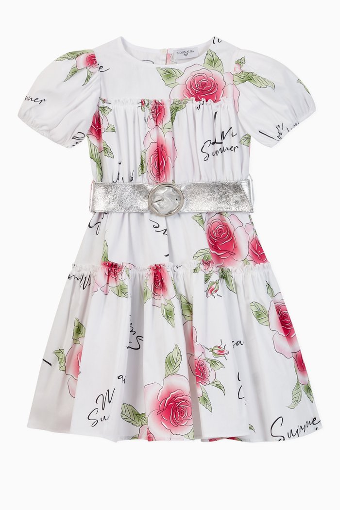 

Floral Flare Dress, White