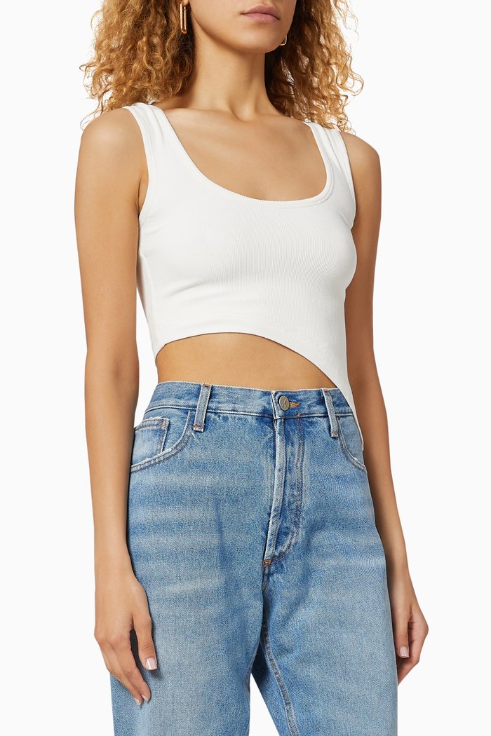 Slanted Tank Top, White
