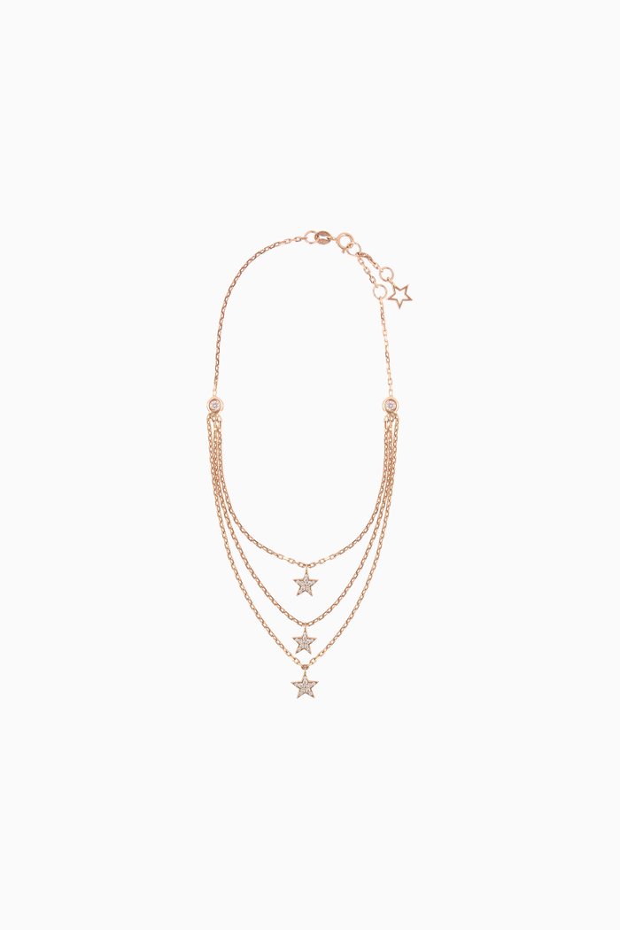

Triple Stars Anklet with Diamonds in 18kt Yellow Gold
