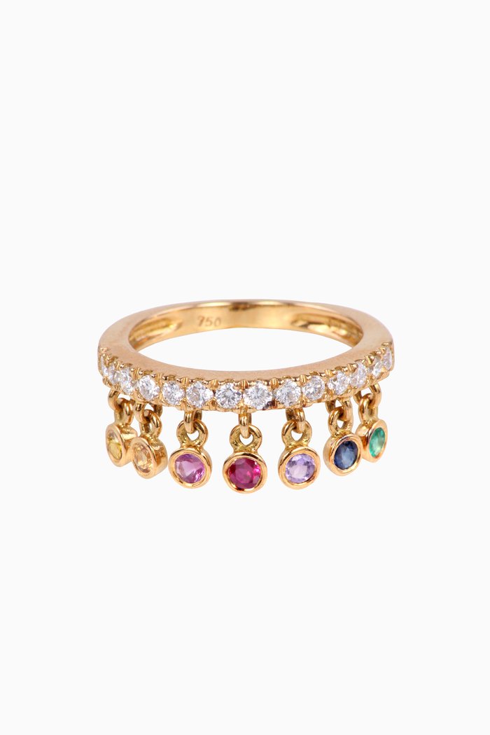 

Rainbow Drop Ring with Diamonds in 18kt Rose Gold