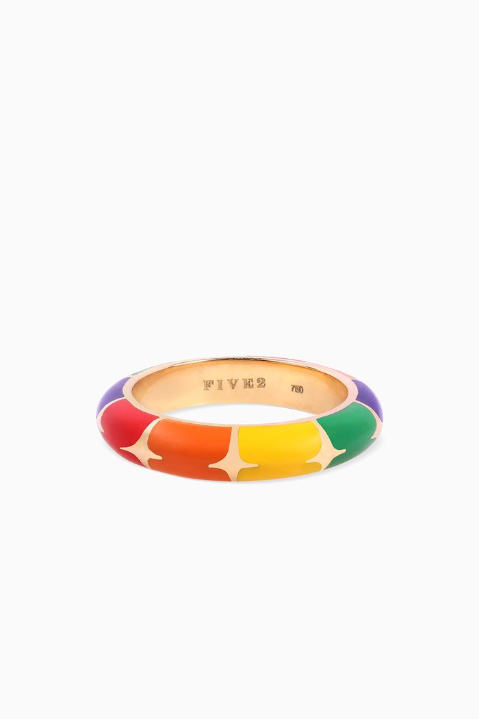 

Enamel Rainbow Ring in 18kt Yellow Gold, Multicolour