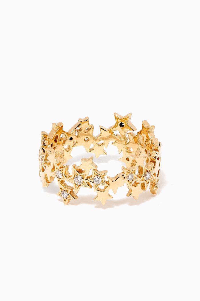 

Starburst Ring with Diamonds in 18kt Yellow Gold, White