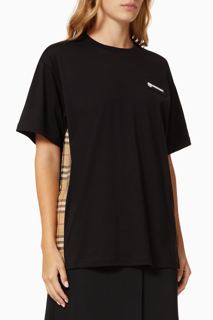 

Carrick Oversized Vintage Check Panel T-shirt, Black