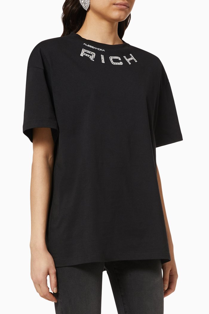 

Oversized Logo T-shirt in Cotton, Black
