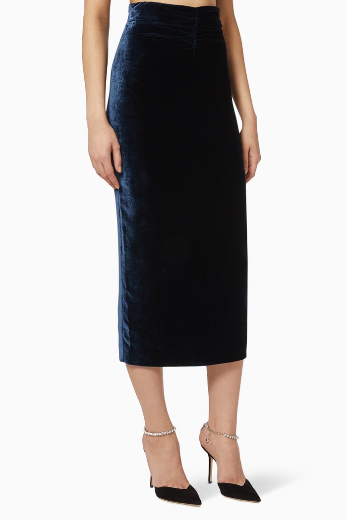 

Velvet Skirt in Stretch Silk, Blue