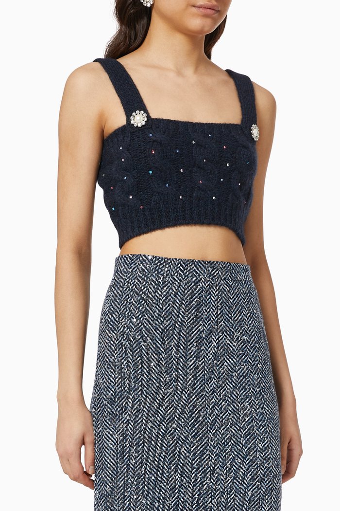 

Hot Fix Crystal Bralette in Wool, Blue