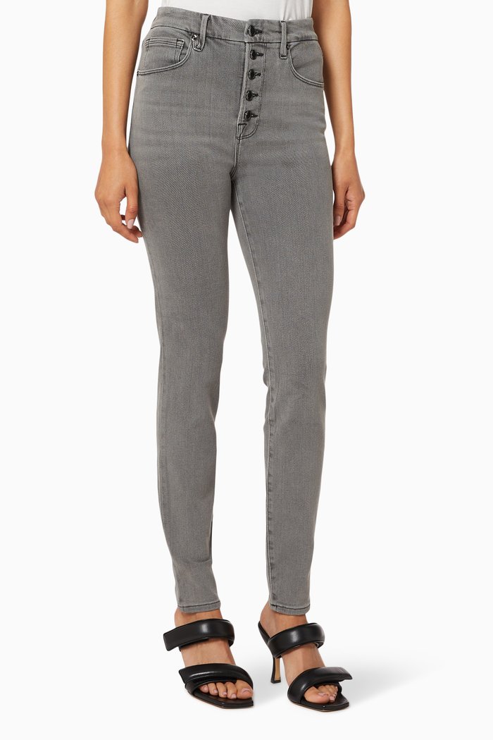 

Good Waist Exposed Button Jeans, Grey