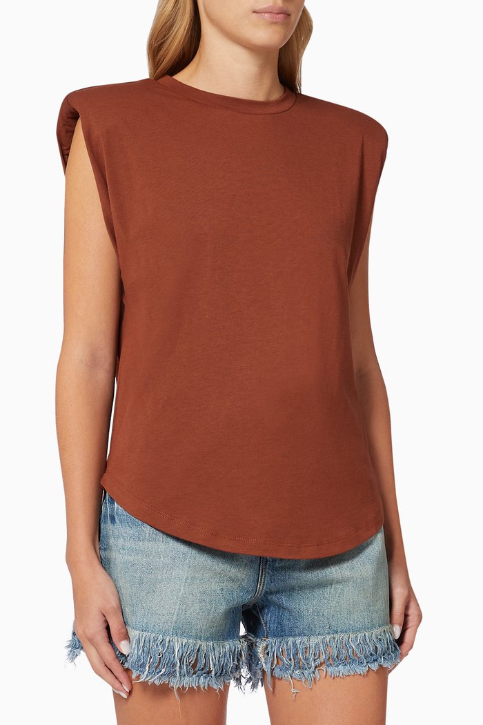 Strong Shoulder Tank in Cotton & Modal, Brown