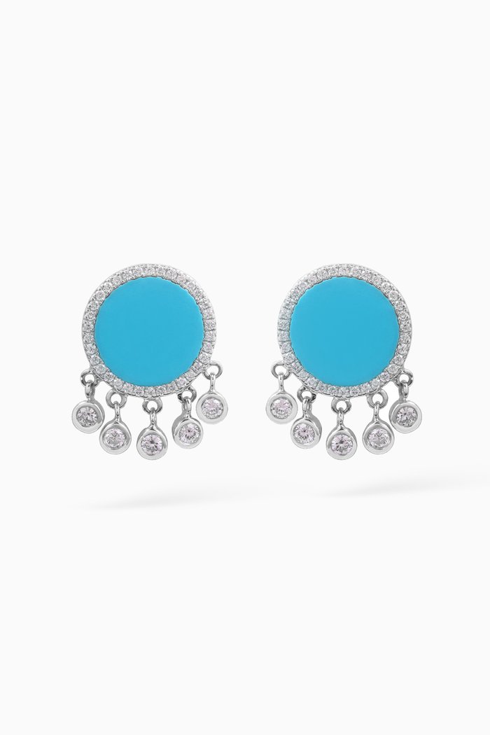

Enamel Drop Earrings with Diamonds in 18kt White Gold, Blue