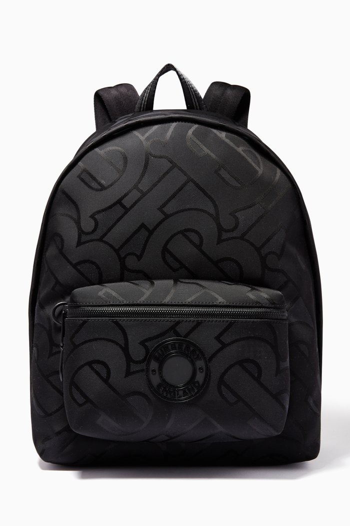 Backpack in Monogram Jacquard Recycled Nylon, Black
