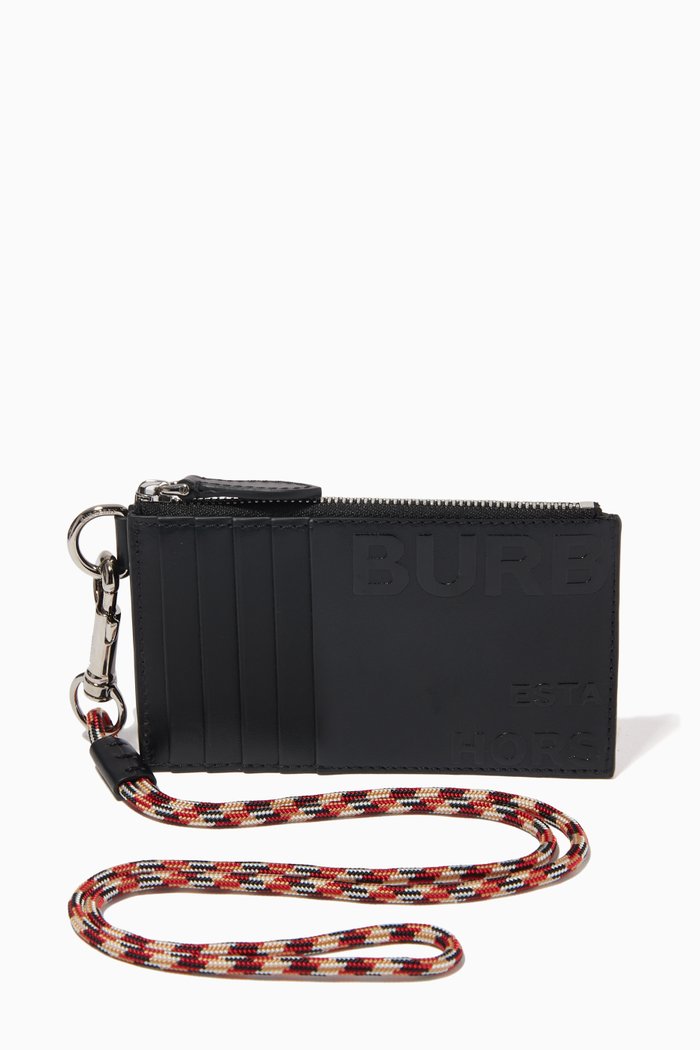 

Horseferry Print Card Case in Leather, Black