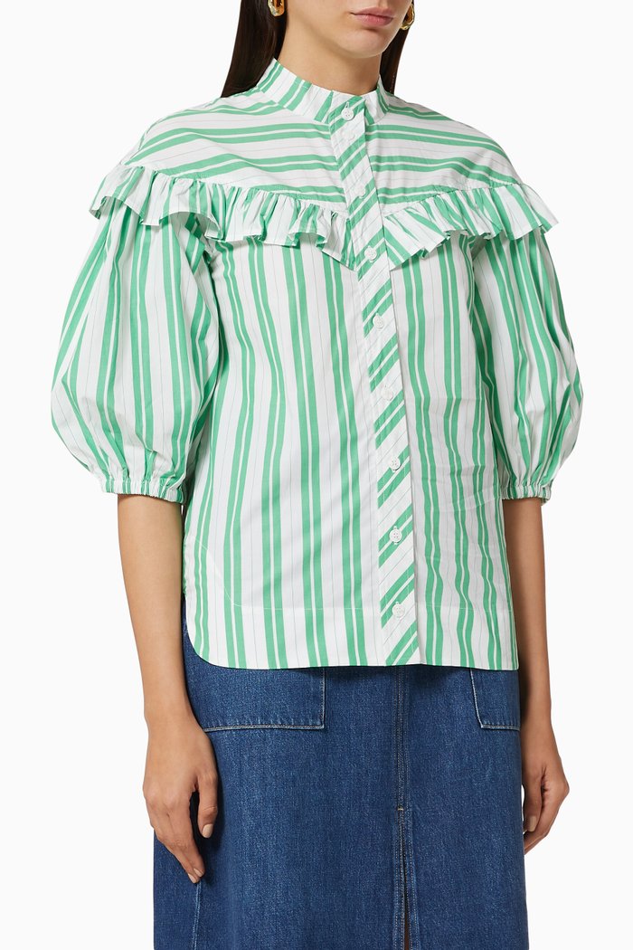 Striped Cotton Top, Green
