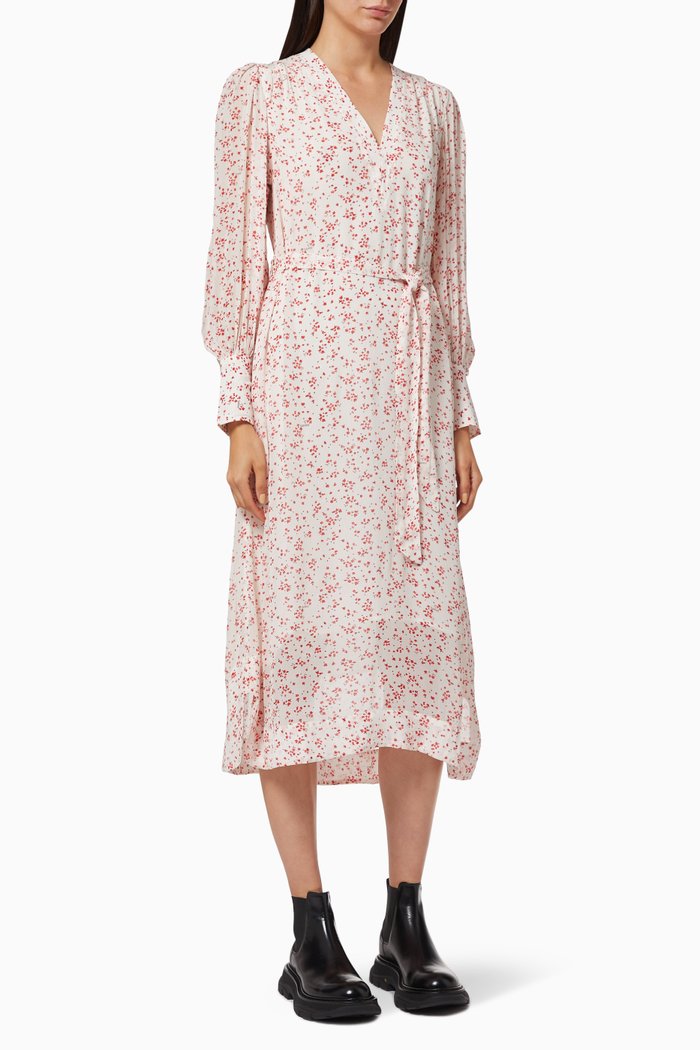 

Floral Belted Dress in Georgette, Neutral