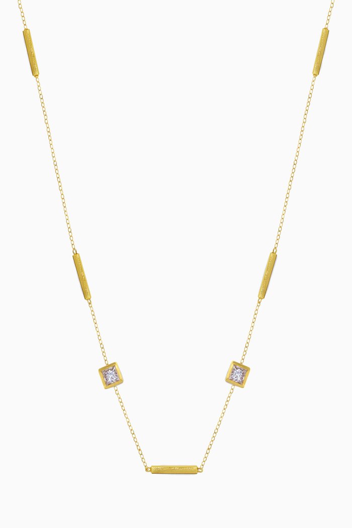 

1441 H. Geometric Diamond Necklace in 18kt Yellow Gold