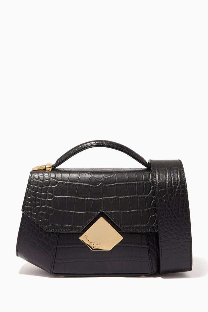 

The Ora Crossbody Bag in Croc-embossed Bag, Black