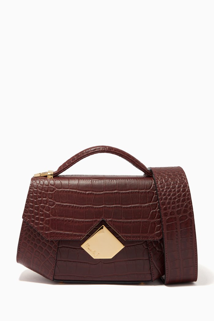 

The Ora Crossbody Bag in Croc-embossed Bag, Burgundy