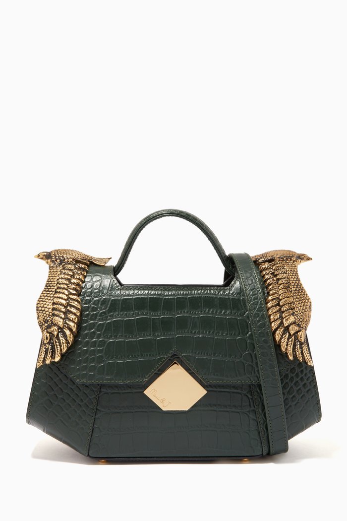 

Baby Colonel Bag in Croc-embossed Leather, Green