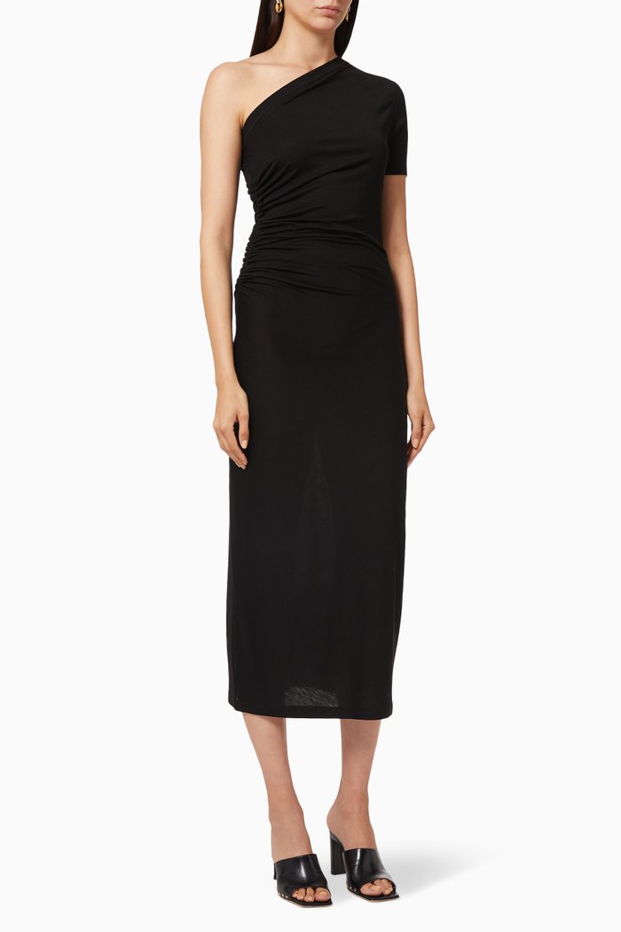 

Ruched Dress in Tencel™, Black