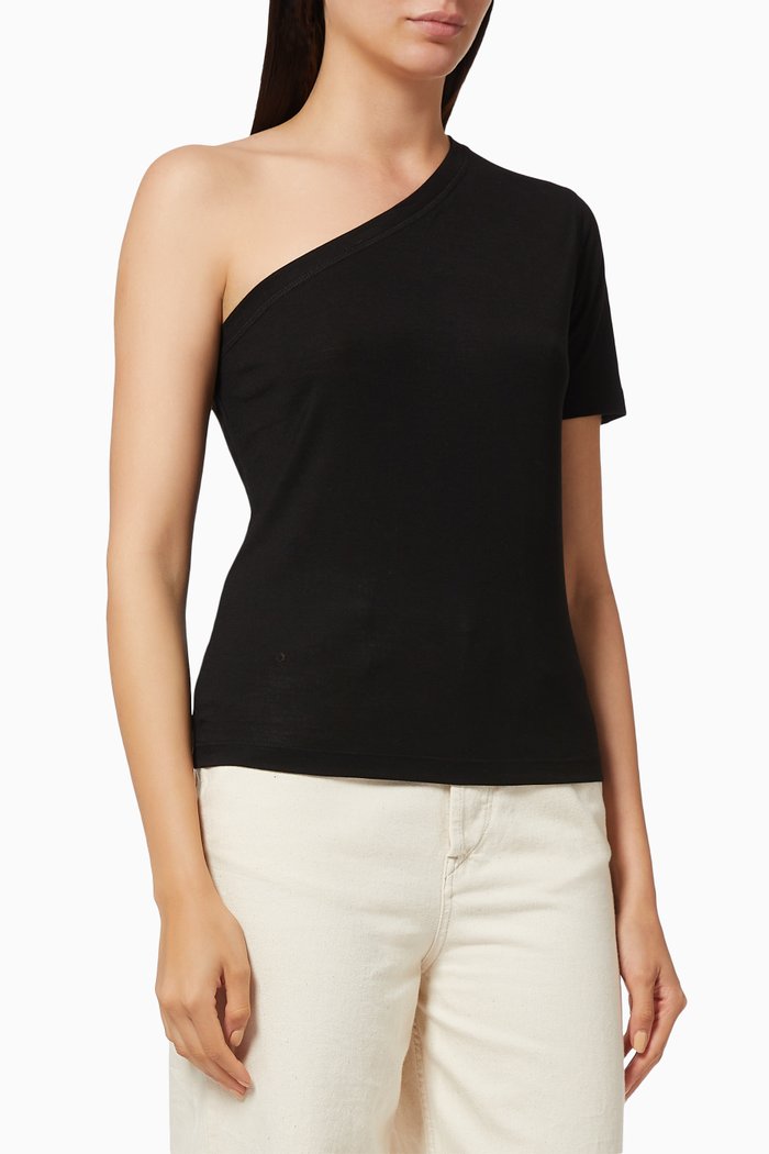 

One-Shoulder Top in Tencel™, Black