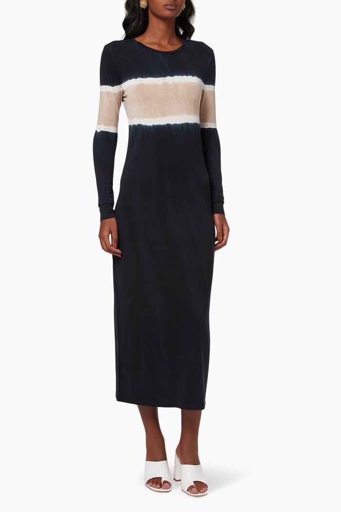 

Tie Dye Midi Dress in Tencel, Black