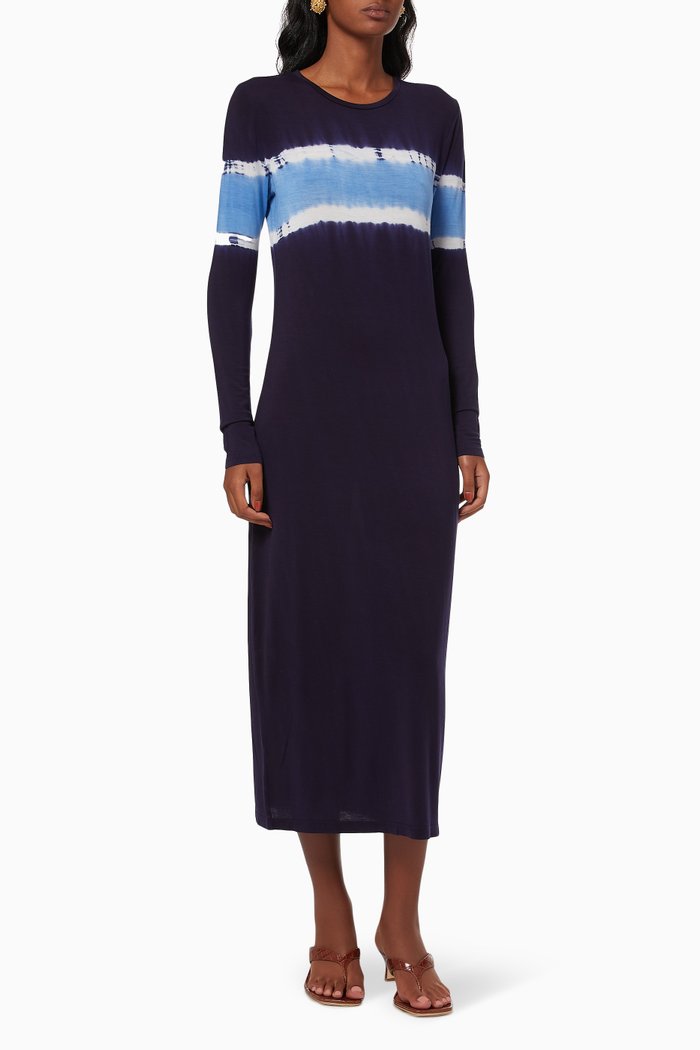 

Tie Dye Midi Dress in Tencel, Blue