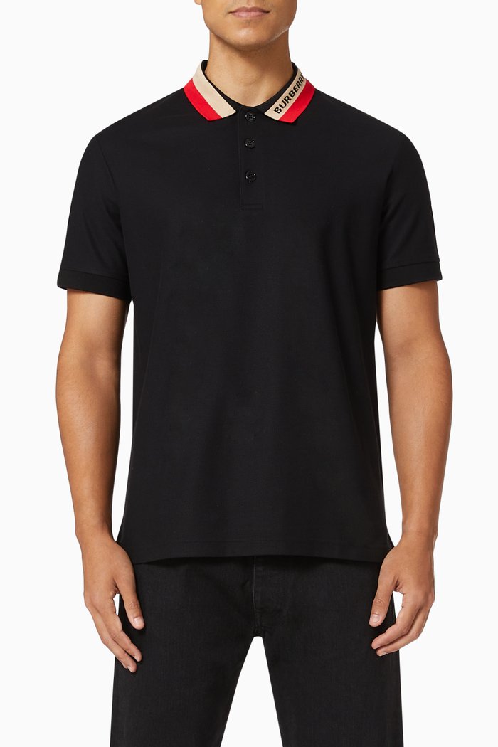 

Logo Detail Polo Shirt in Cotton Piqué, Black