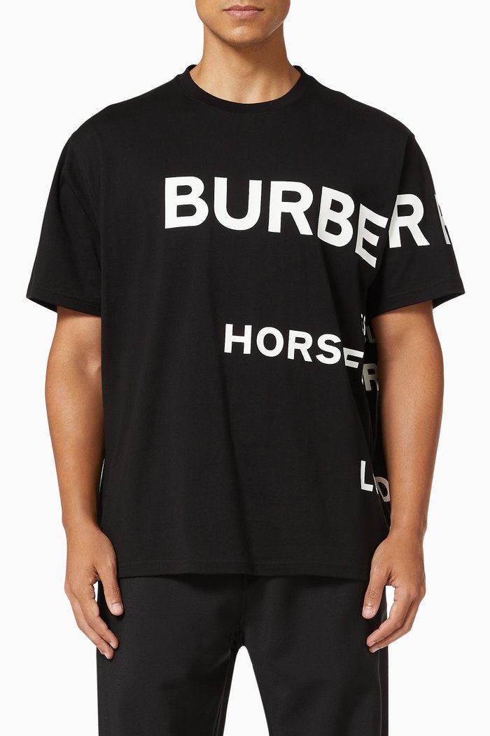 Horseferry Print Oversized T-shirt in Cotton, Black