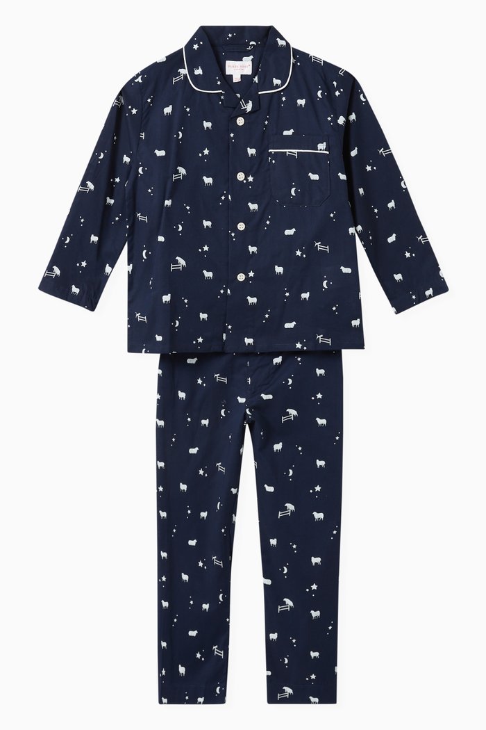 

Ledbury Pyjama Set in Cotton, Blue