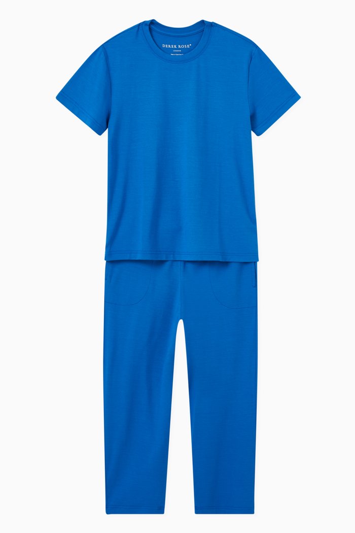 

Basel Jersey Pyjama Set in Cotton, Set of 2, Blue
