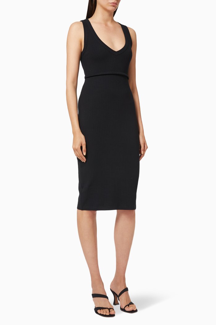 

Ribbed Tank Dress in Organic Cotton, Black