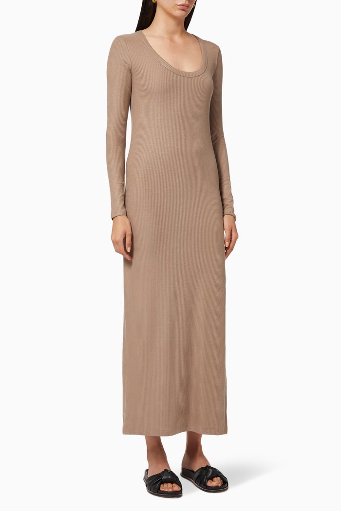 

Scoop Neck Dress in Tencel™, Brown
