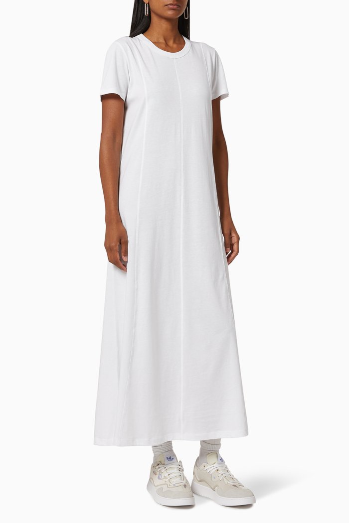 

Panelled T-shirt Dress in Organic Cotton, White