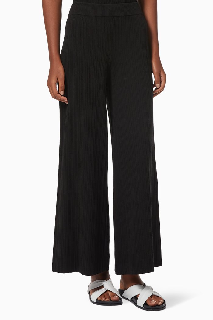 

Mock Rib Cropped Pants, Black