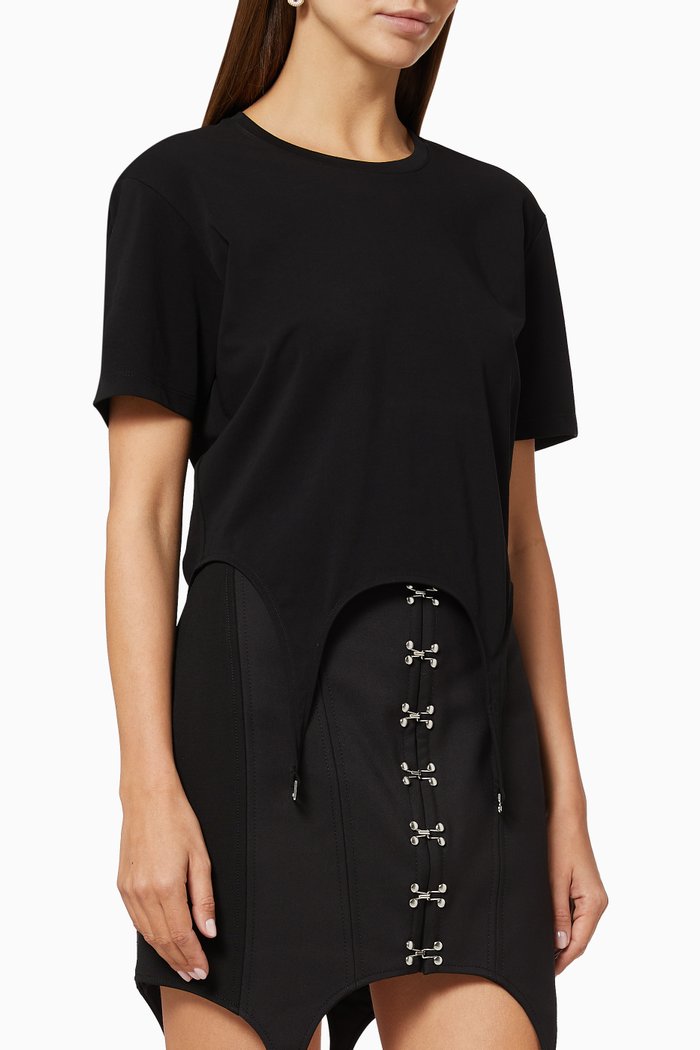 Garter Cotton T-Shirt, Black