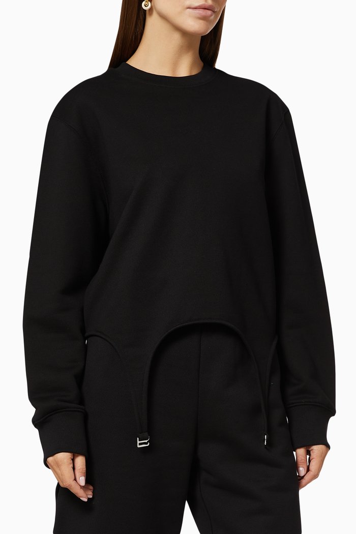 

Garter Cotton Pullover, Black