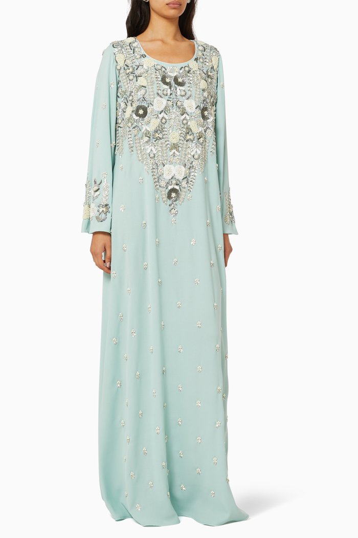 

Embroidered Crepe Jalabiya, Green