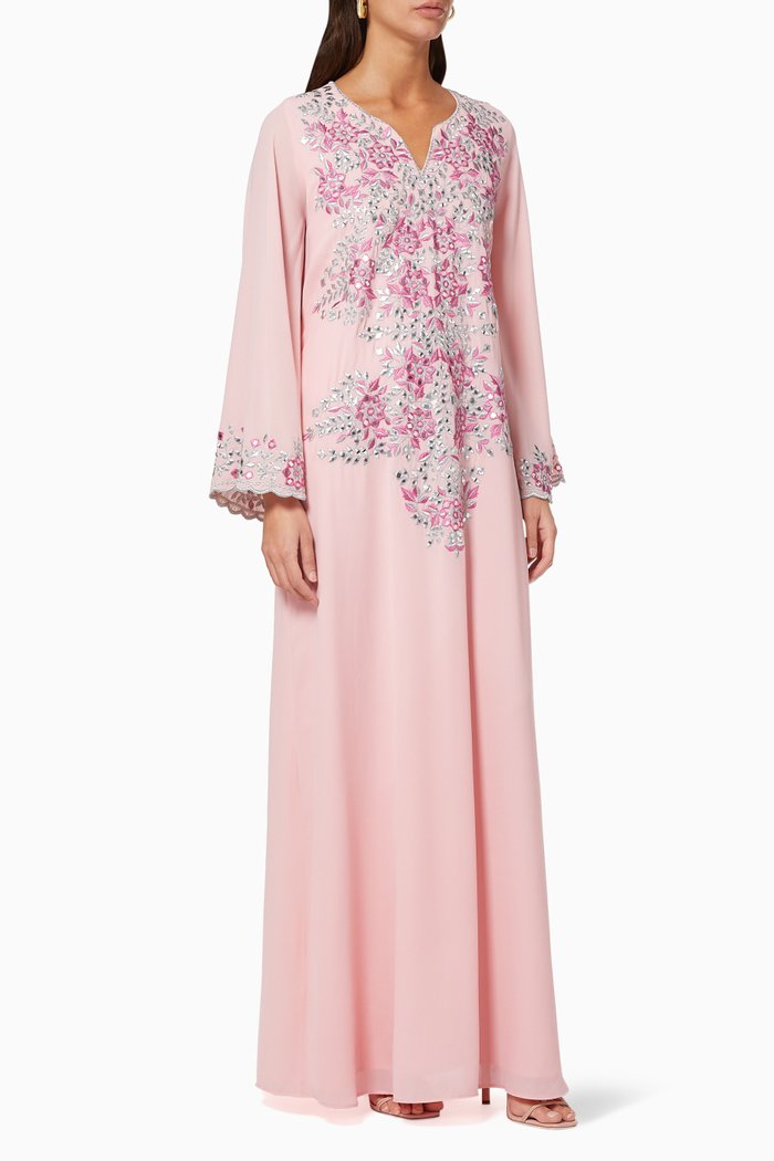 

Jalabiya with Mirror Embroidery, Pink