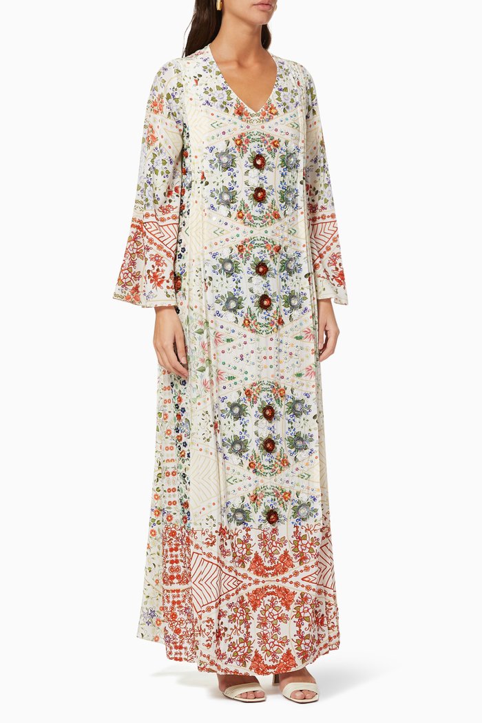 

Phulkari Kaftan in Sequin Embroidery, White