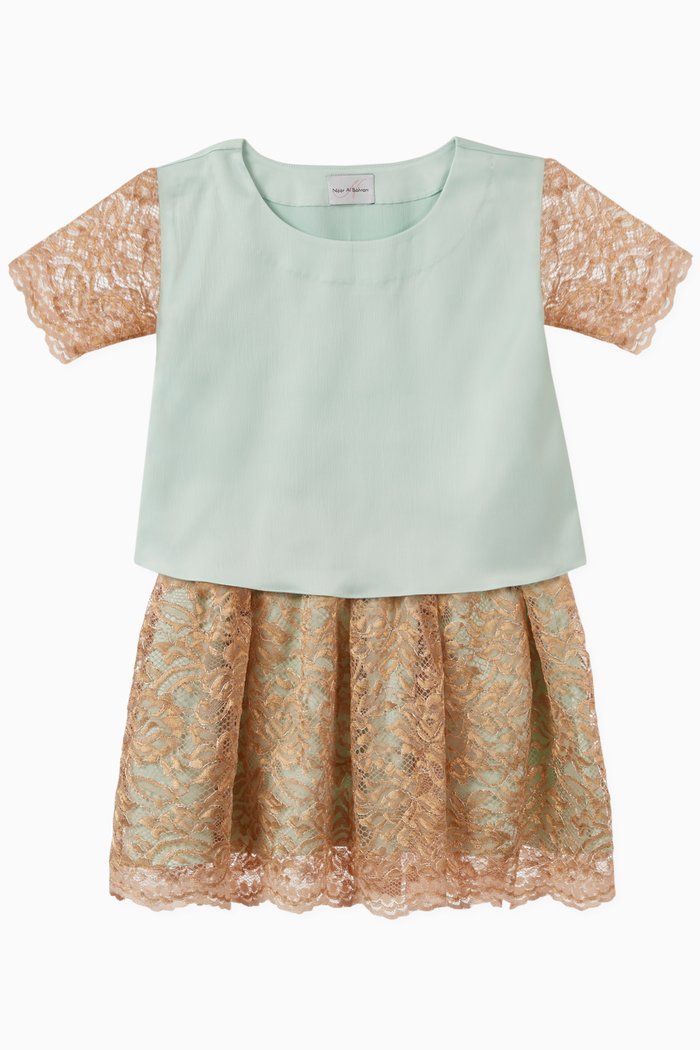 

Kezia Mini Silk Top & Lace Skirt Set, Multicolour