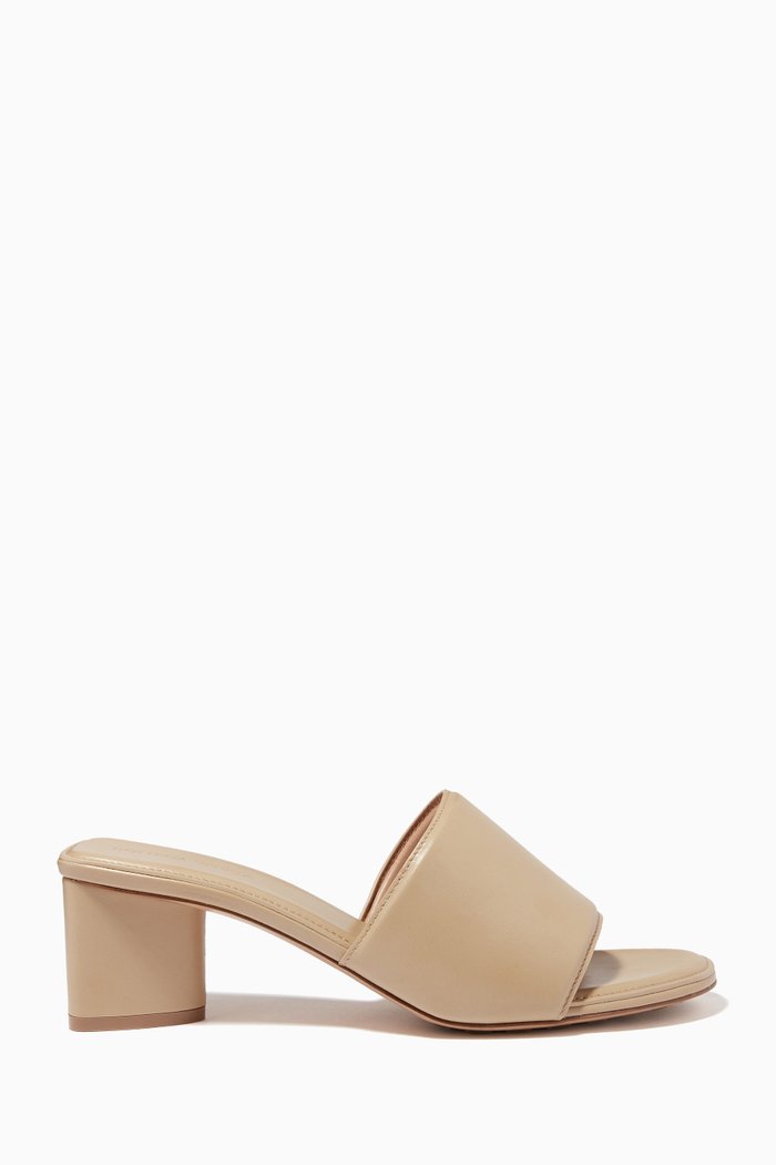 The Band Mule Sandals in Calfskin, Brown