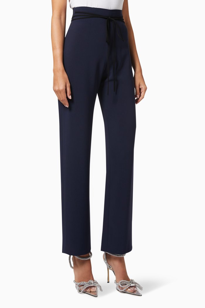 

High-waist Trousers in Satin, Blue