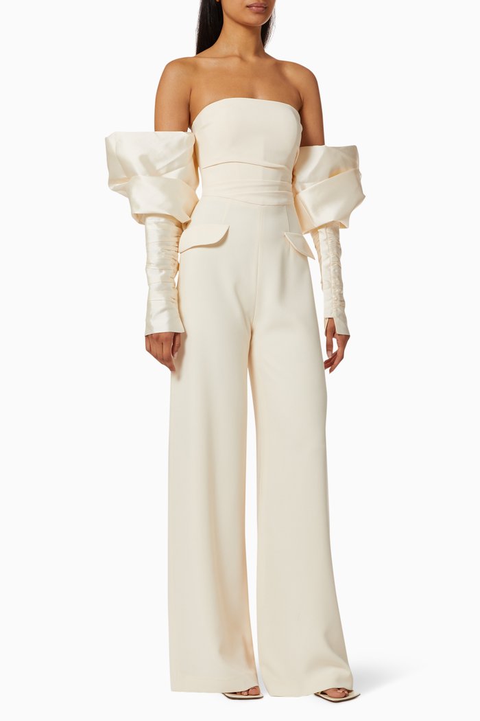 

Imperial Jumpsuit with Couture Sleeves, White