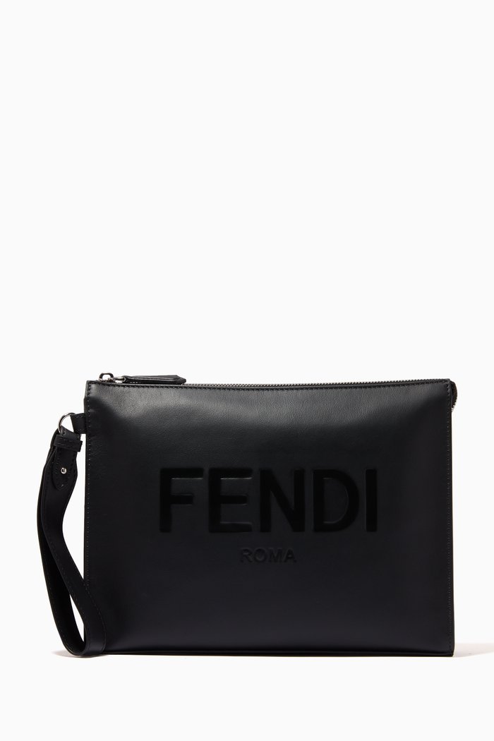 

Flat Pouch in Leather, Black