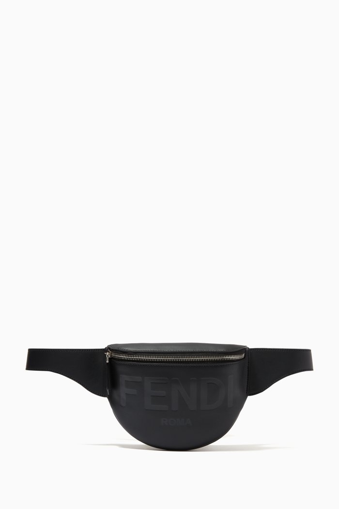 

Belt Bag in Logo Embossed Leather, Black