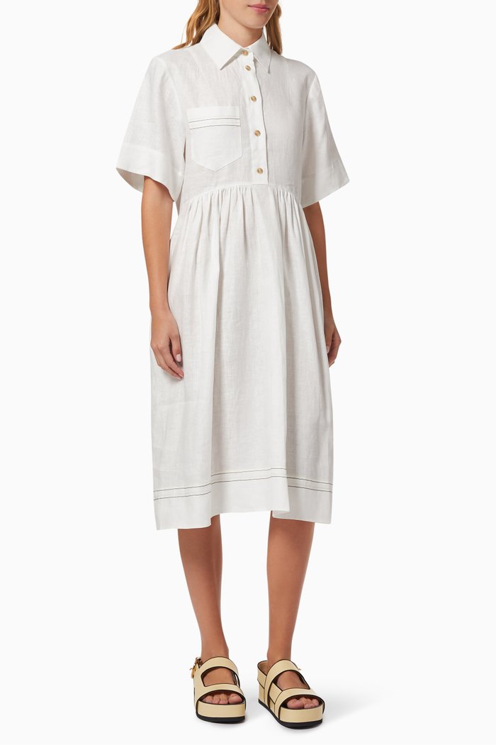 

Sidney Shirtdress in Linen, White