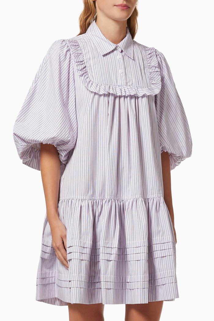 

Anika Dress in Stripe Cotton Poplin, Pink