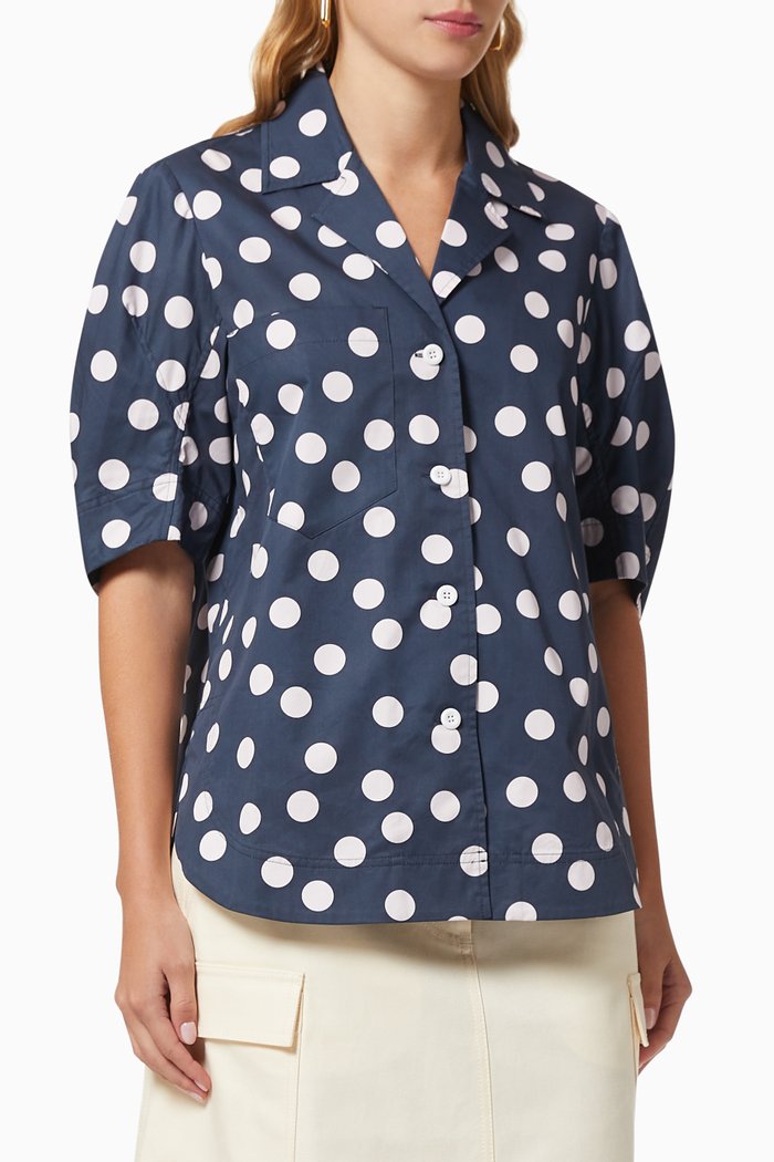 

Bea Shirt in Spot Cotton Poplin, Blue